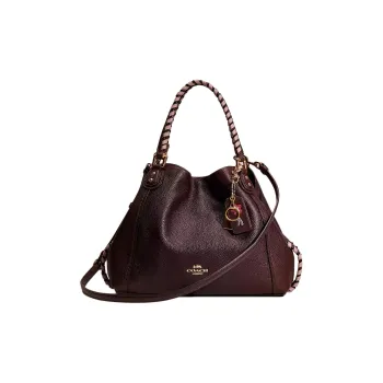 COACH Edie Leather Tote Bag Shopping Bag Handbag Shoulder Bags Large Size Women's Ox Blood Color