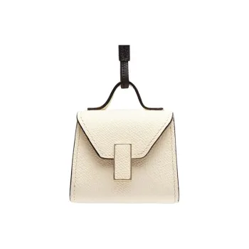 Valextra Millepunte Calfskin Earphone Case Women's White & Black