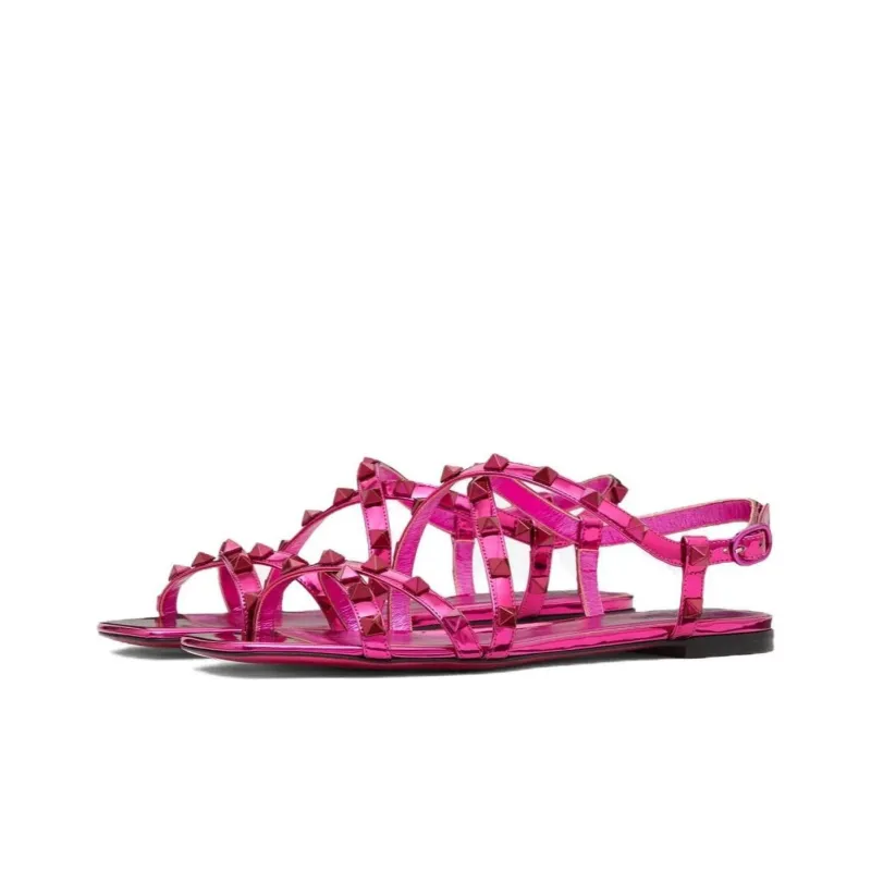 Valentino Garavani Rockstud Mirrored Leather Sandals-2