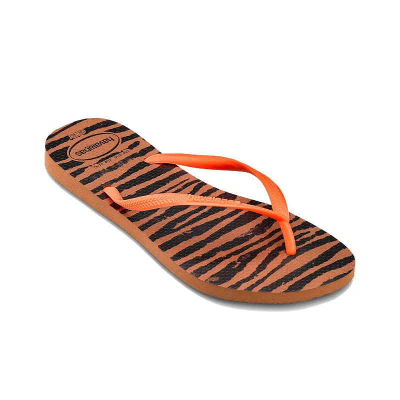 Havaianas Slim Animals Slip Resistant Flip Flops Women's Brown Black-1