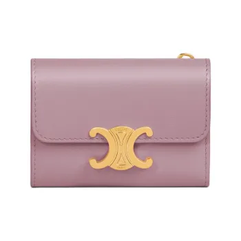 CELINE Triomphe Shiny Calfskin Wallet Women's Petal Pink