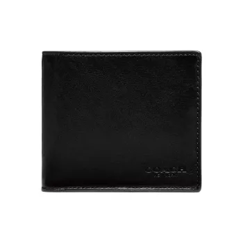 COACH Coin Wallet Buffalo Leather Coin Purse Wallet Men's Black