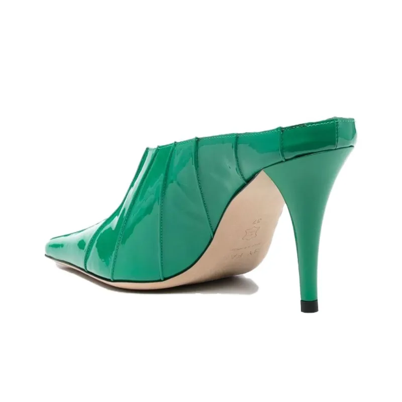 By Far Trish 100mm Patent Leather Mules-4