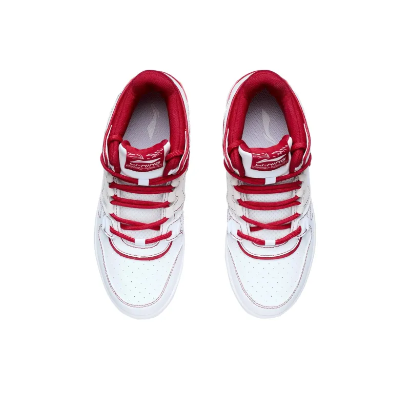 LiNing Attack 2020 Cushioning Anti Slip And Wear Resistant Rebound Mid Top Vintage Basketball Shoes Women's Red White-3
