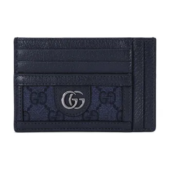 GUCCI Ophidia Canvas With Leather Card Holder Men's Blue & Dark Blue