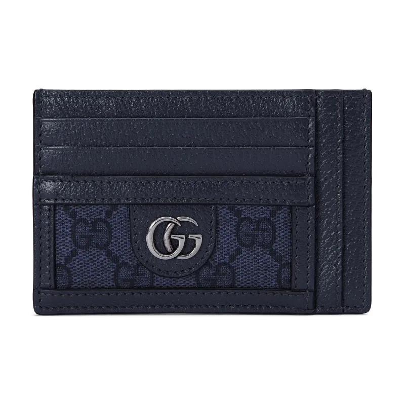 GUCCI Ophidia Canvas With Leather Card Holder Men's Blue & Dark Blue-0