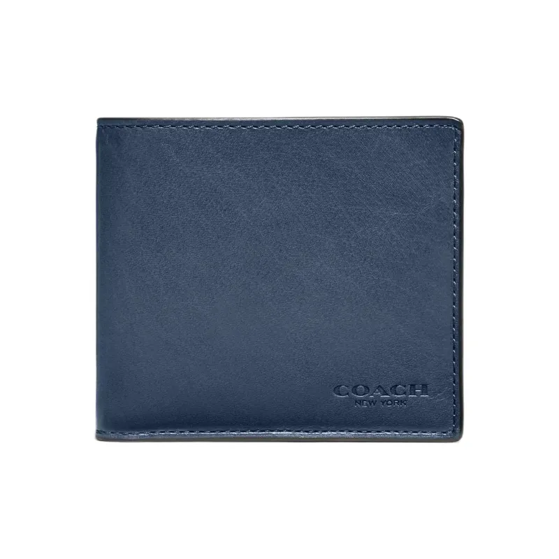 COACH Buffalo Leather Coin Purse Wallet Men's Blue-0