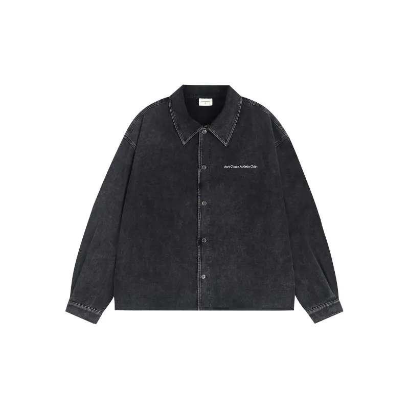 Atry Alphabet Slogan Series Shirt American Casual Advanced Simple Shirt Coat Unisex Black-1