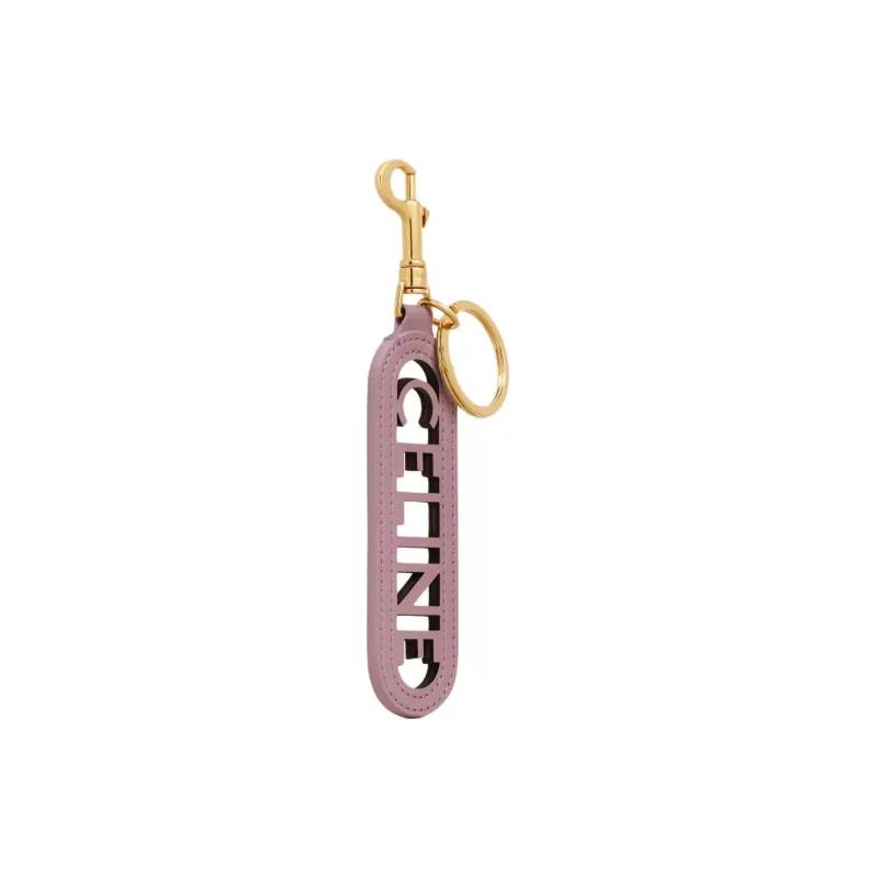 CELINE Smooth Calf Leather Key Ring Pendant Bag Accessory Women's Petal Pink-1