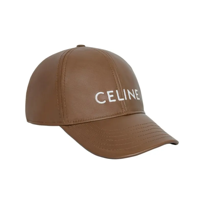 CELINE Cotton, Sheepskin Baseball Caps Women's Caramel-1