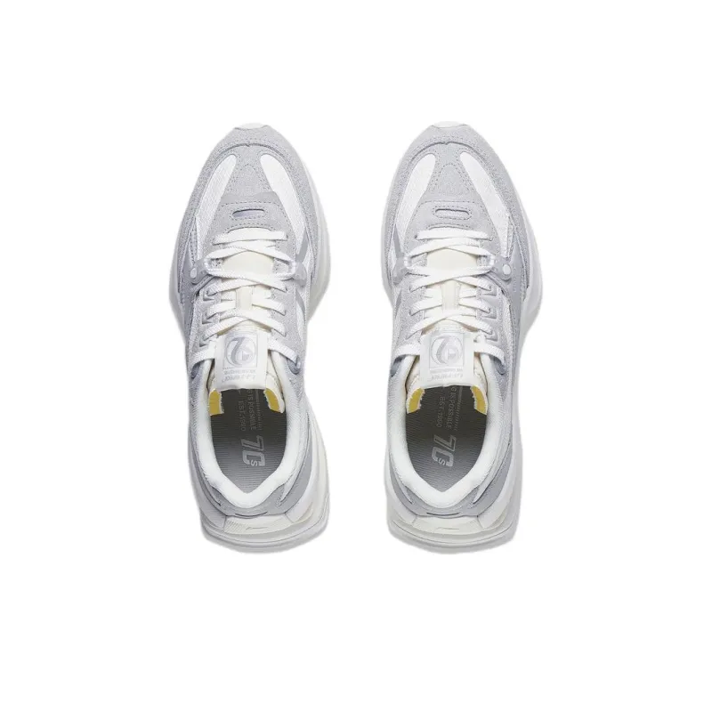 LiNing 92 Shadow Anti Slip Wear Resistant Low Top Casual Shoes Women's Gray White-3