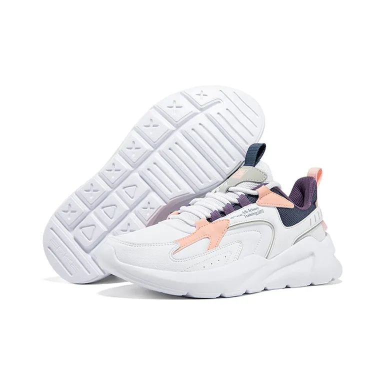 Erke Low Top Casual Shoes Women's White Blue Pink-4