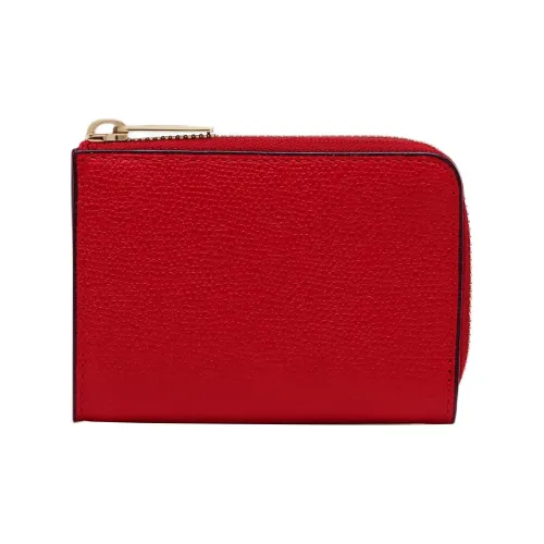 Valextra Millepunte Calfskin Card Holder, Wallet Regular Women's Red