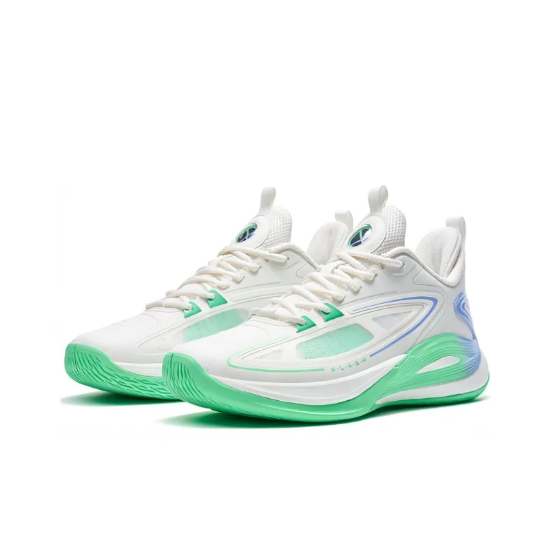 XTEP Light Feathers 3rd Generation V3 Basketball Shoes Men Low Top White/Green-2