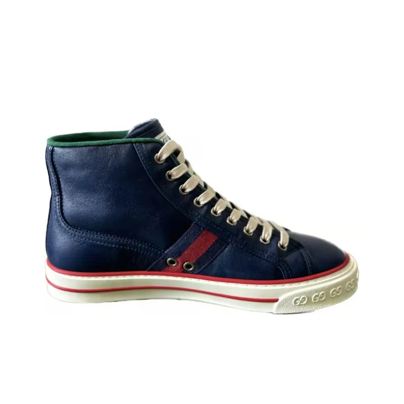 GUCCI Tennis 1977 High Top Skateboard Shoes Men's Blue White-1