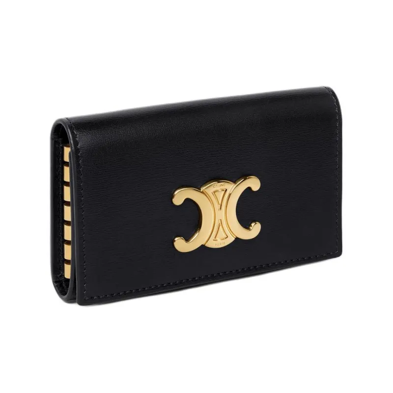 CELINE Triomphe Calfskin Key Pouch Women's Black-1