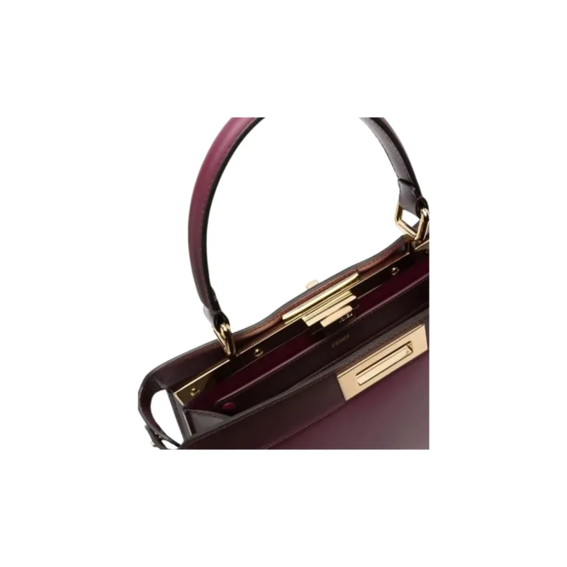 FENDI Peekaboo ISeeU Calfskin Shoulder Bag Crossbody Bag Handbag Large Size Women's Bordeaux Fuchsia-3