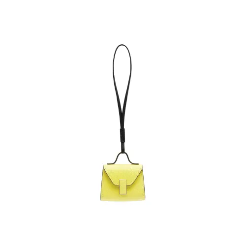 Valextra Millepunte Calfskin Earphone Case Women's Yellow Crystal With Black Accents