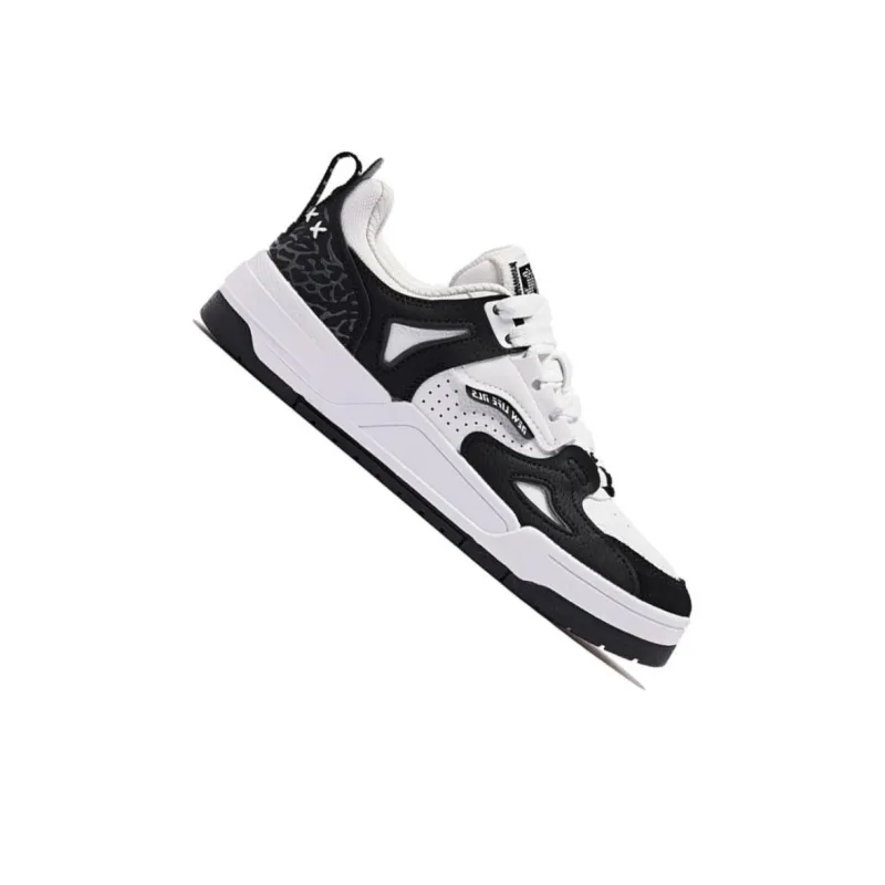 QIAODAN Inheritance 1.0 Durable Breathable Low-Top Skateboard Shoes Women's Black White-2