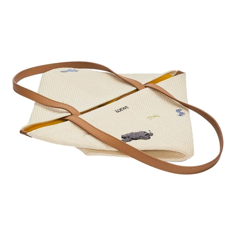 LOEWE Suna Fujita Collaboration Canvas Tote Bag Shopping Bag Handbag Women's Natural-4
