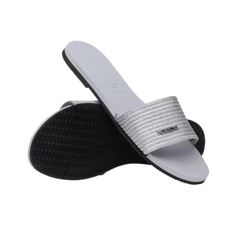 Havaianas You Malta Metallic Slide Slippers Women's Gray-4