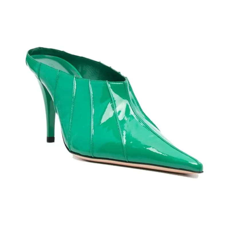 By Far Trish 100mm Patent Leather Mules-2