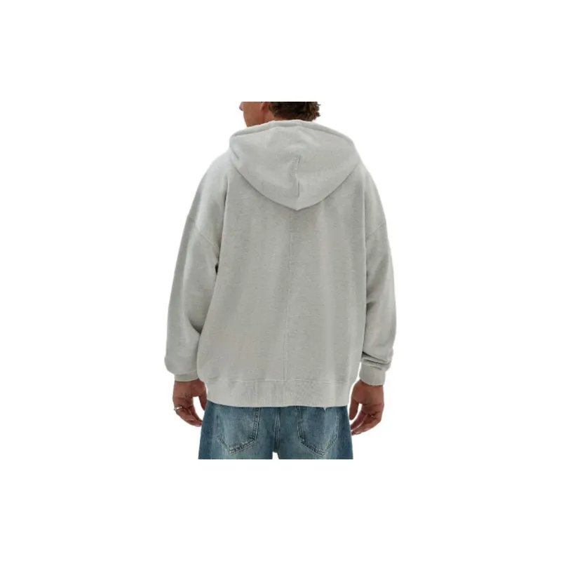 GUESS Originals Heathered Logo Zip Hoodie Jackets Coats Unisex Gray-1