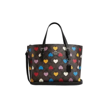 COACH Signature Leather Tote Bag Shopping Bag Handbag Shoulder Bag Women's Coffee