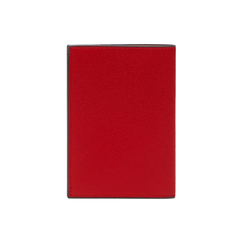 Valextra Millepunte Calfskin Passport Holder Unisex Red-2