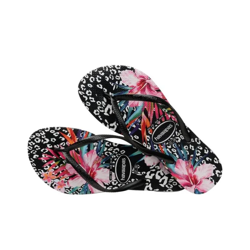 Havaianas Slim Animals Quiet Quick Dry Flip Flops Women's Black-2