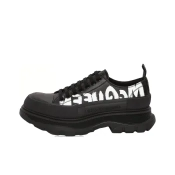 Alexander McQueen Tread Slick Low Lace Up Canvas Graffiti 'Black White'