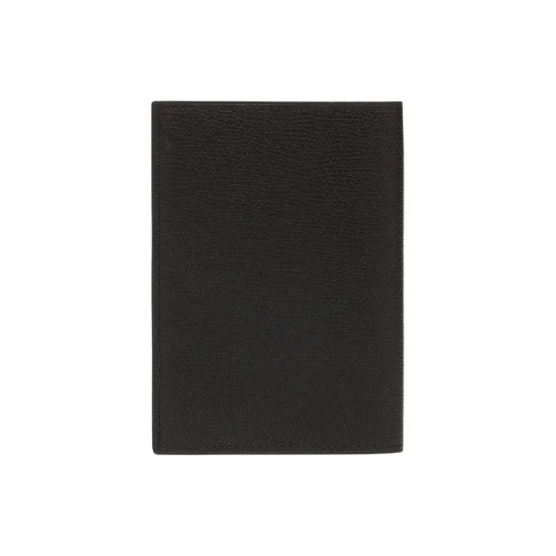 Valextra Millepunte Calfskin Passport Holder Unisex Black-2