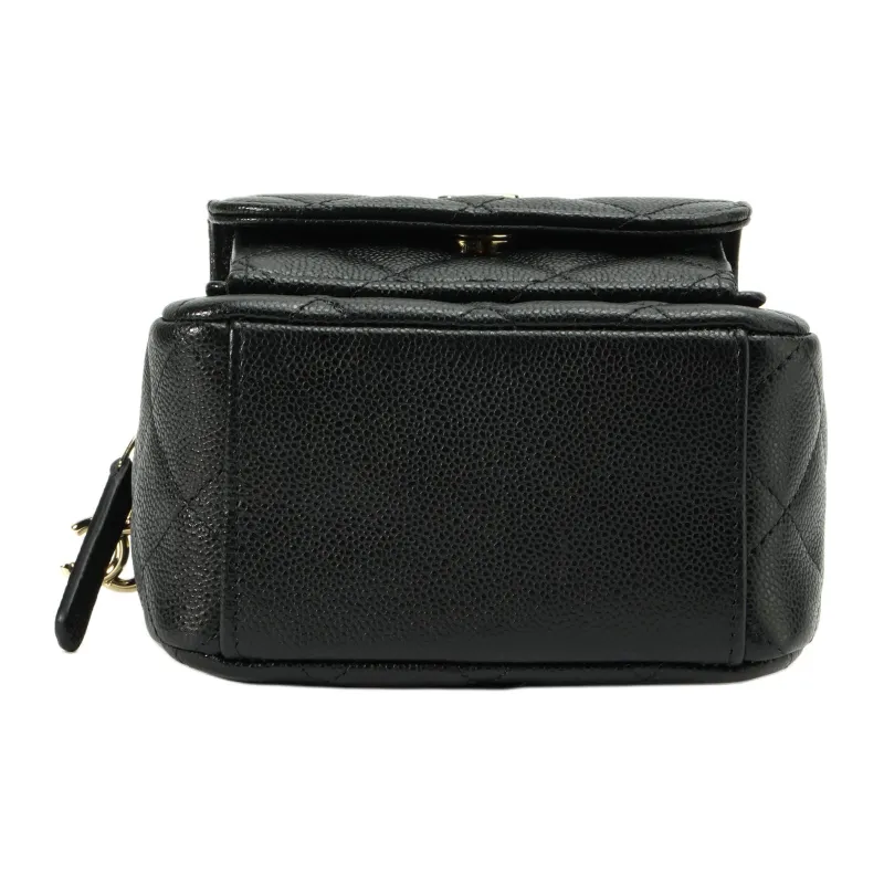CHANEL Grain Caviar Cow Leather Backpack Mini Women's Black-3