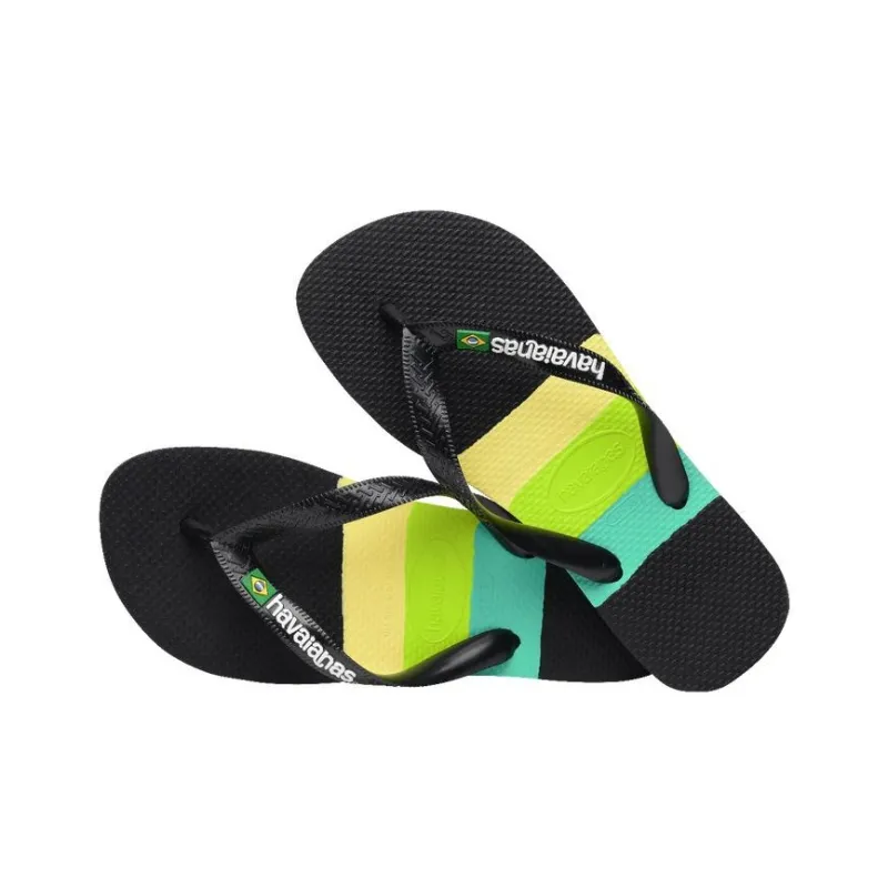 Havaianas Antibacterial Slip Resistant Flip Flops Unisex Black Yellow Blue-2
