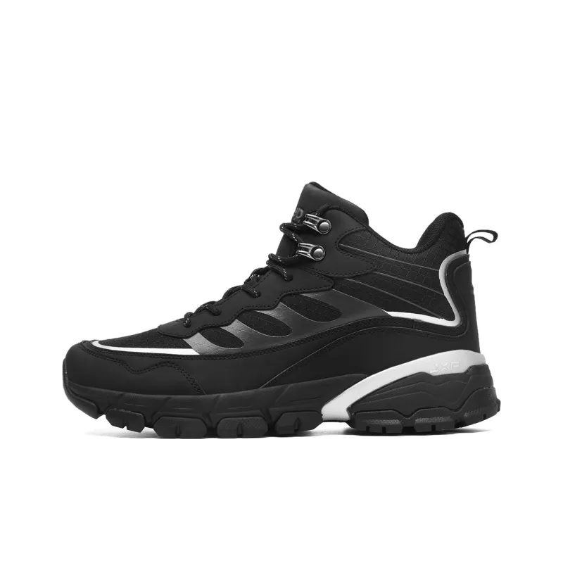 Jeep Cushioning Anti Slip Wear Resistant Lightweight Warm Rebound Mid Top Outdoor Hiking Hiking Shoes Men's Black-0
