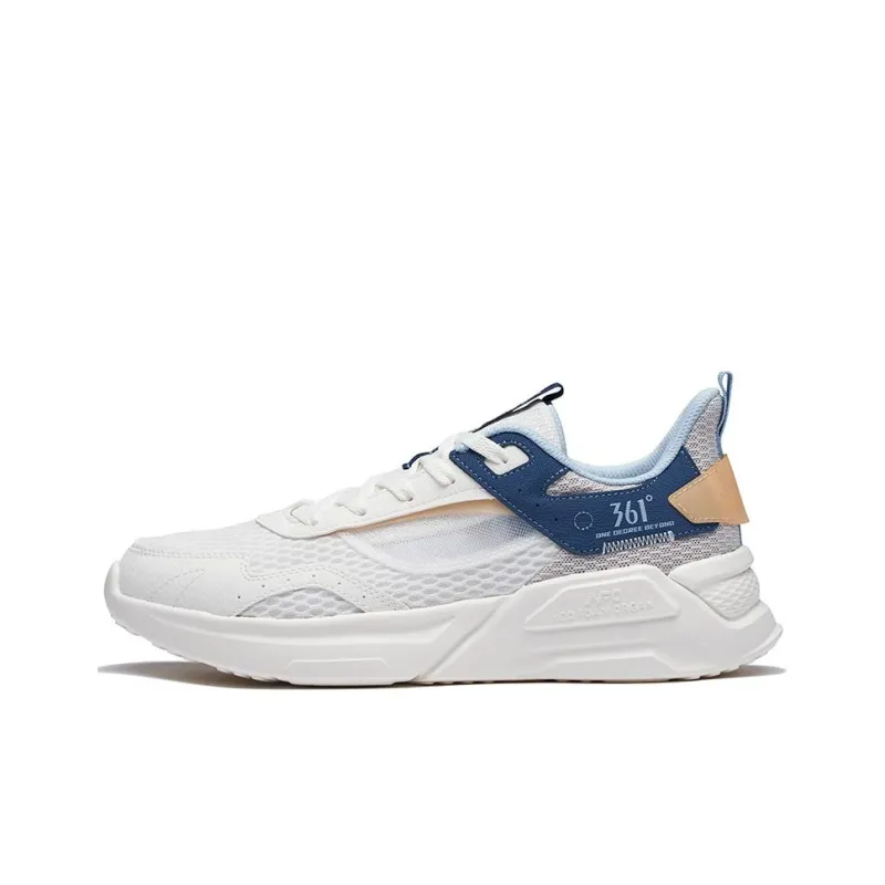 361° Abrasion Resistant Breathable Low Top Running Shoes Men's White Blue-0