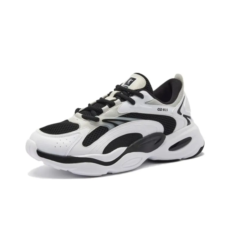 QIAODAN Cushioned Slip Resistant Low Top Chunky Sneakers Men's Black White-2