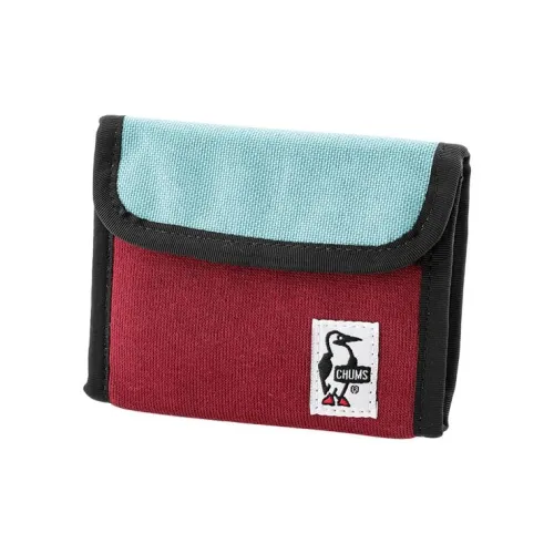 CHUMS Wallets Burgundy With Light Blue Accents