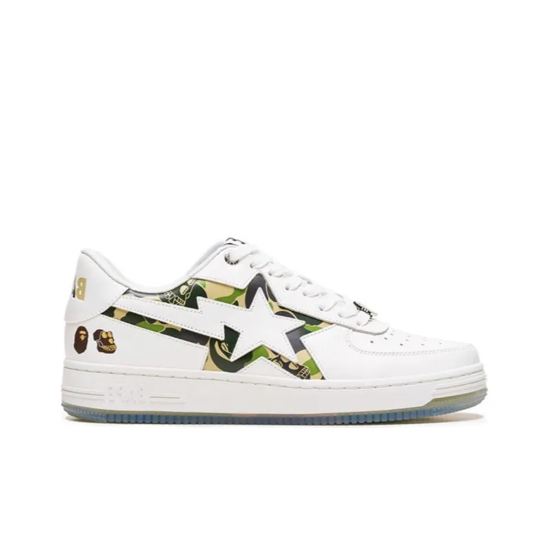 A BATHING APE Wear Resistant Low Top Skateboard Shoes Men's White-1