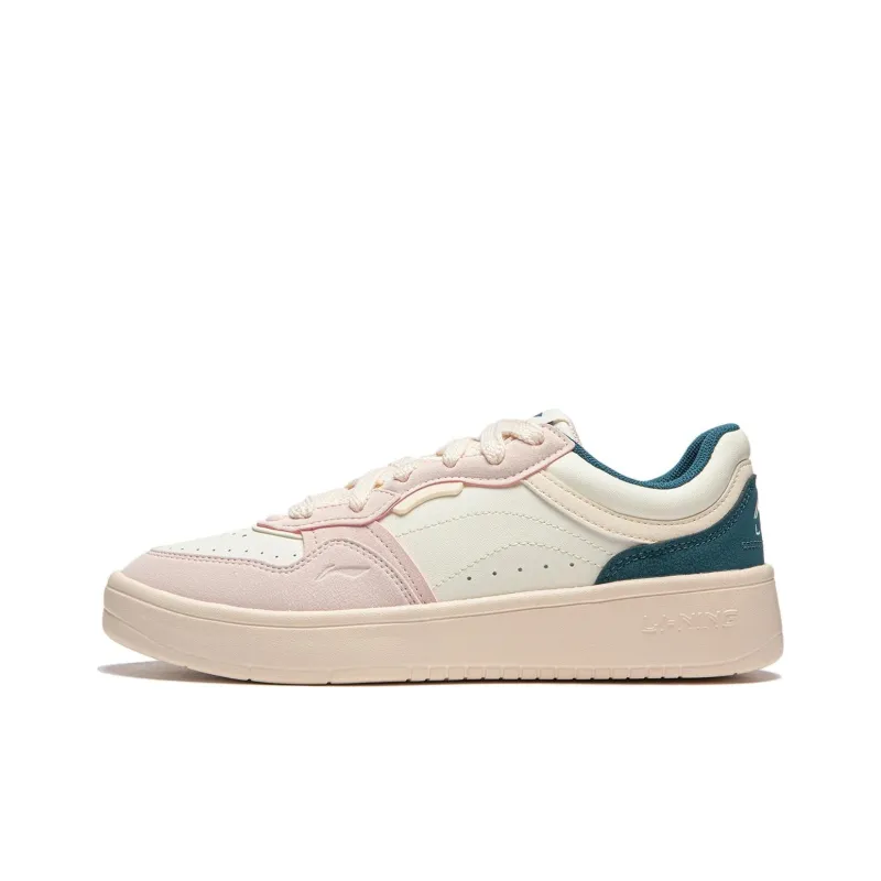 LiNing Line 2.0 At The Beginning V2 Anti Slip Wear Resistant Low Top Skateboard Shoes Women's White Pink Blue-0