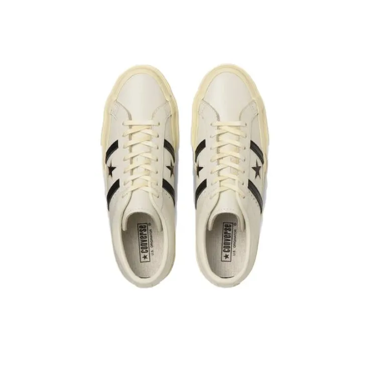 Converse Star&Bars Abrasion Resistant Breathable Cushioning Low Top Canvas Shoes Unisex Beige-3