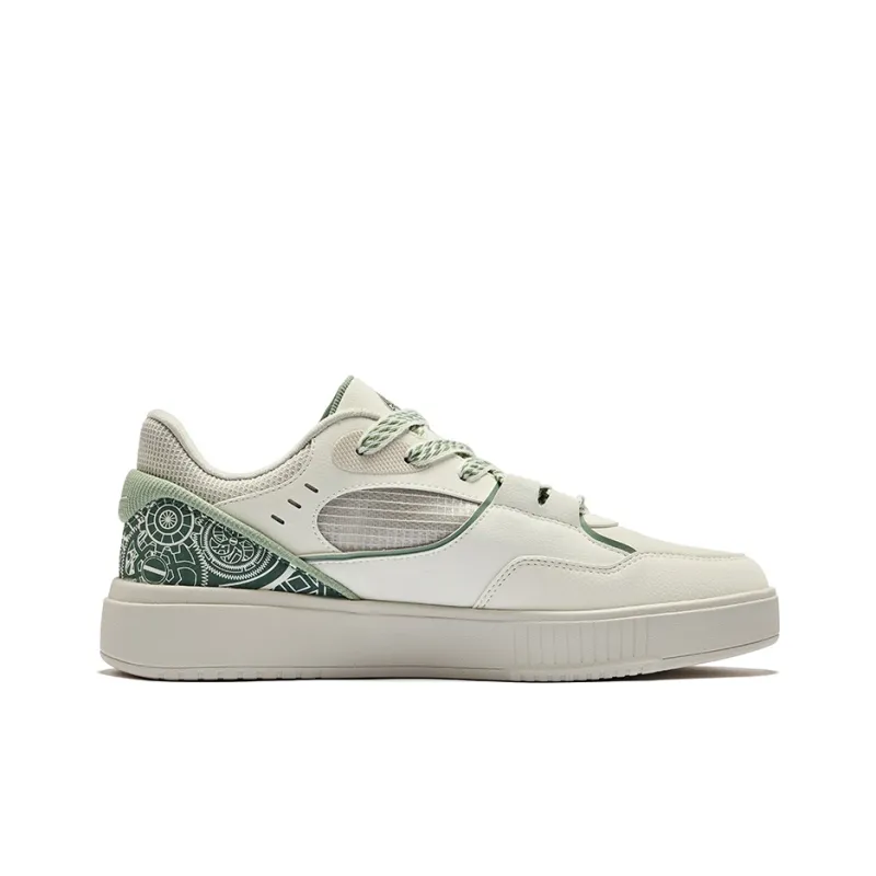 Erke Mechanical Panda Skateboard Shoes Men Low Top Microcrystal White Emerald Wave-1