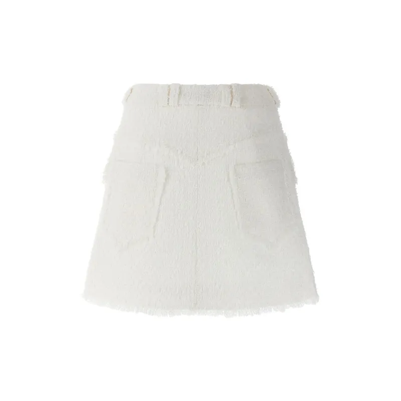 BALMAIN A Line Tweed Skirt-1