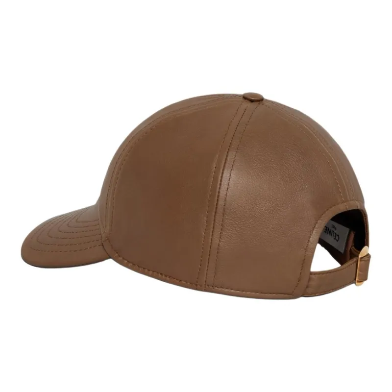 CELINE Cotton, Sheepskin Baseball Caps Women's Caramel-3