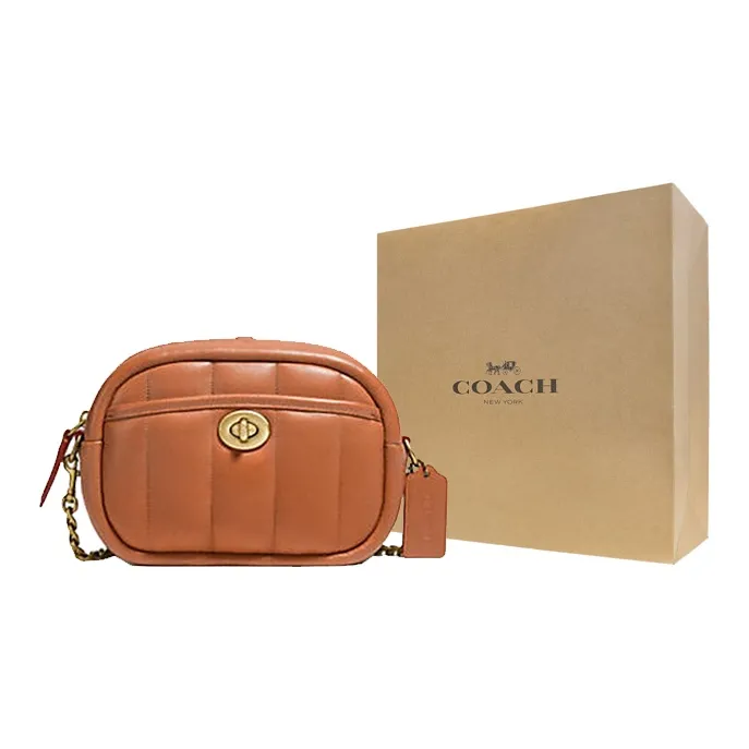 COACH Camera Leather Camera Bags Small Square Bag Crossbody Bags Shoulder Bags Small Size Women's Caramel Brown-7