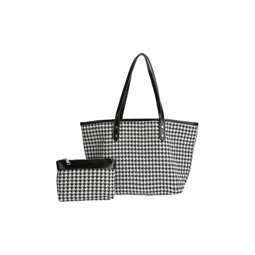 JANE KLAIN Fabric, Synthetic Leather Underarm Shoulder Bag Tote Women's Black Plaid