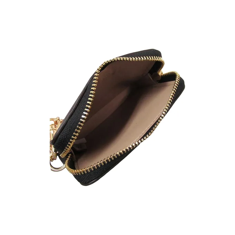 COACH Card Case Pebbled Leather Card Holder Pendant Bag Merch Mini Women's White & Milk Tea Brown-3