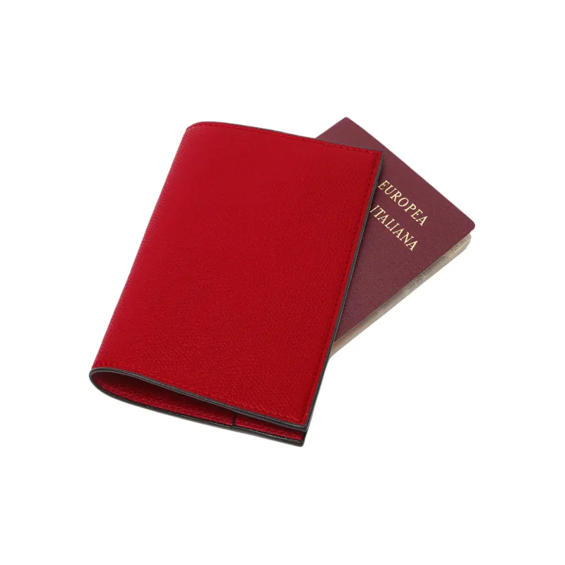 Valextra Millepunte Calfskin Passport Holder Unisex Red-3