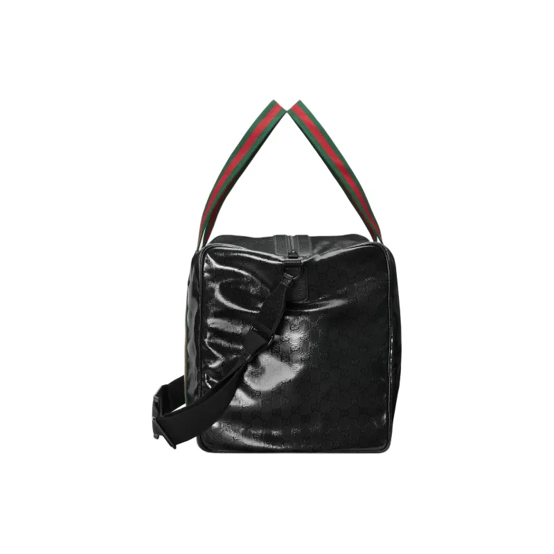 GUCCI Crystal Canvas With Leather Trim Canvas Bag, Handbag, Shoulder Bag, Crossbody Bag, Travel Bag Tubas Men's Black-3