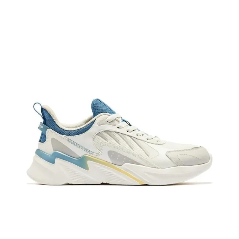 QIAODAN Anti Slip Wear Resistant Low Top Running Shoes Men's White Blue Gray-1